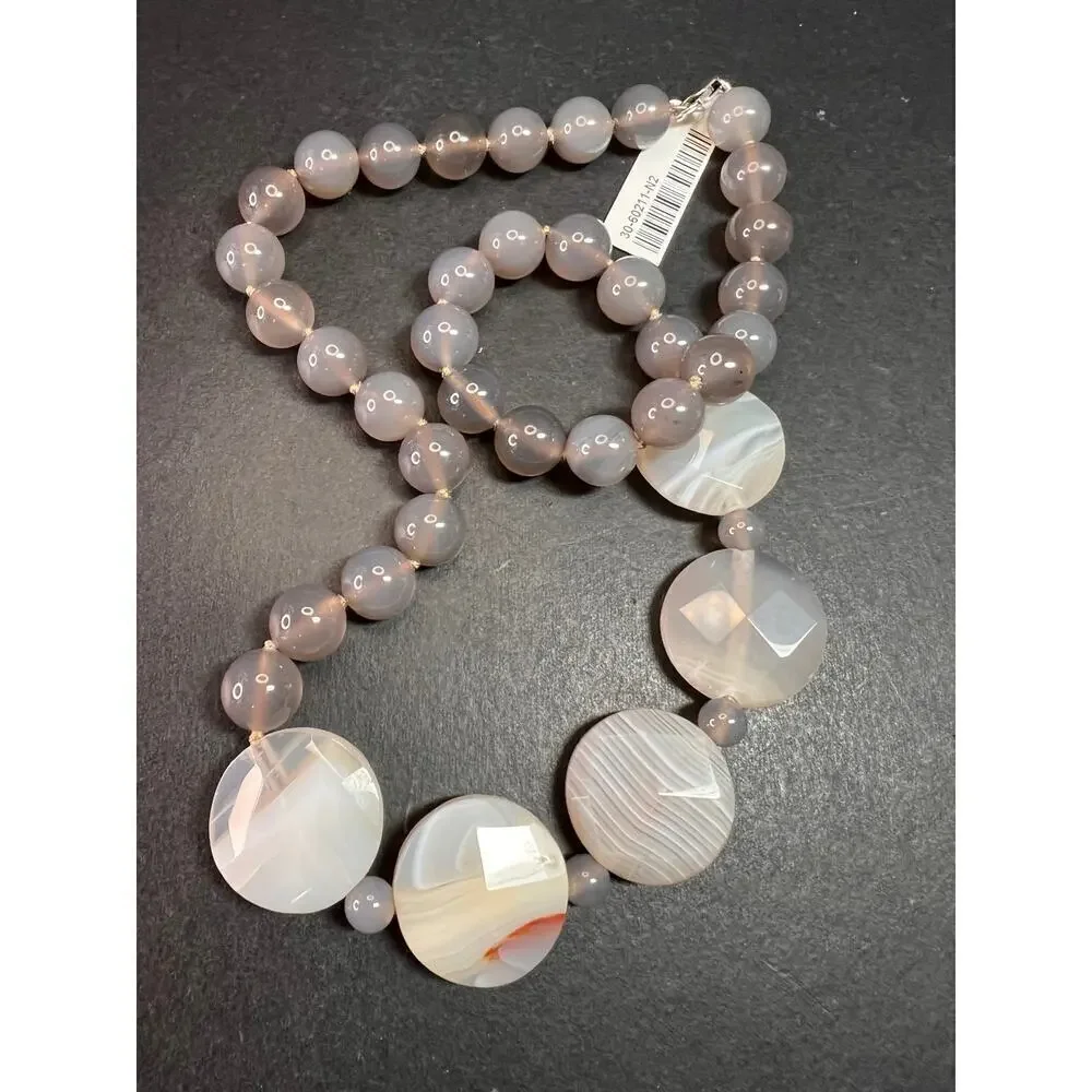 NEW Botswana agate necklace with sterling silver clasp